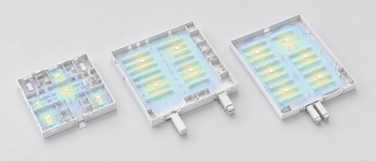 Coverage model across factory buildings